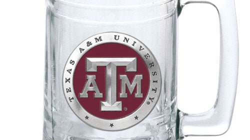 Texas A&M University beer stein with detailed pewter design