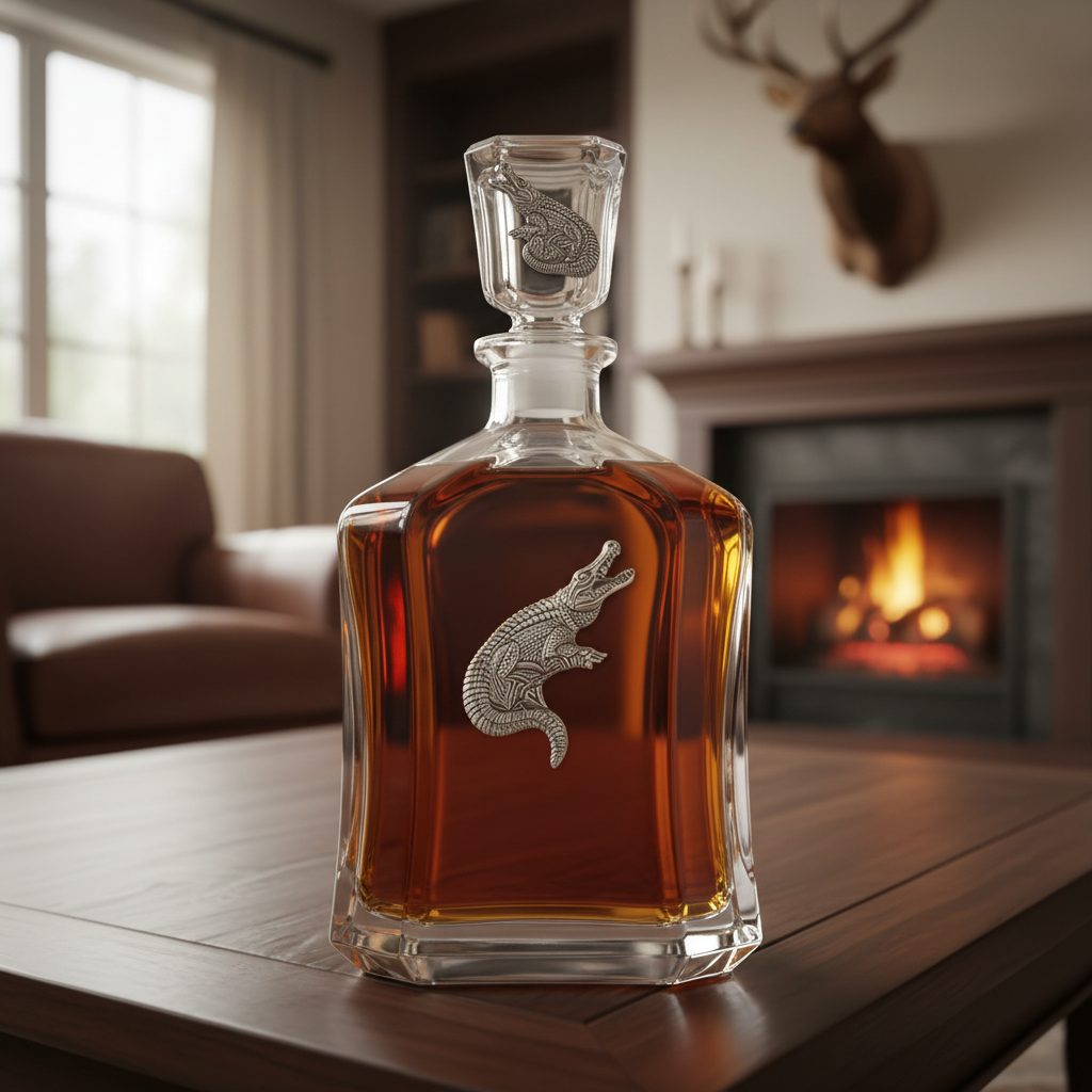 Alligator Whiskey Capitol Decanter - 24oz with Fine Pewter Casting - Made in USA
