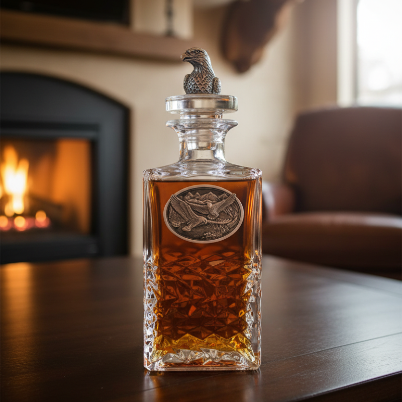 American Eagle Heritage Whiskey Decanter - Handcrafted Pewter & 3D Sculpted Top