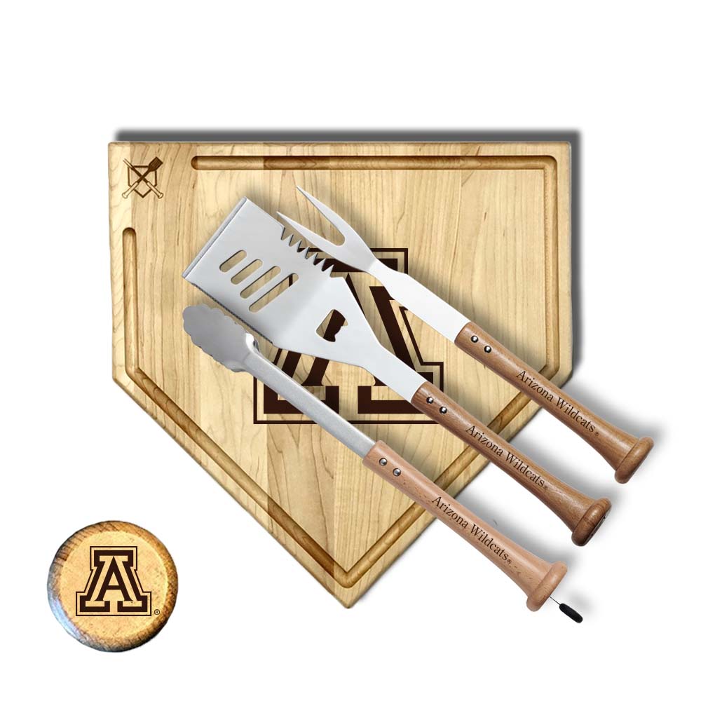 Arizona Wildcats "Silver Slugger" BBQ Grill Set - 4-Piece Stainless Steel Baseball Bat BBQ Kit