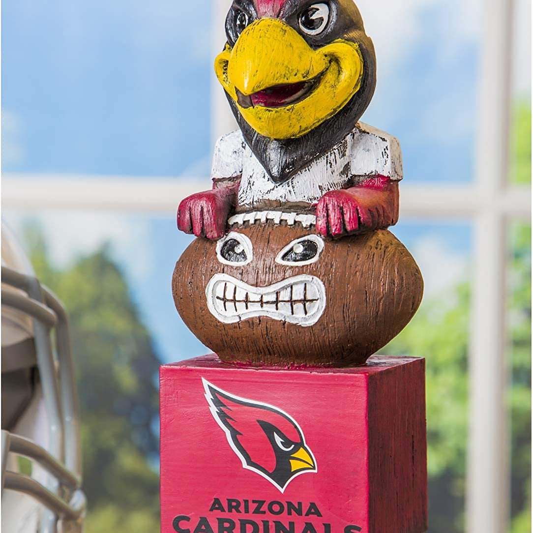 Arizona Cardinals-themed decorative item with mascot on a stand