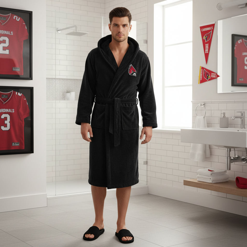 Ball State Cardinals - Hooded Bathrobe Unisex Plush Lounge Robe