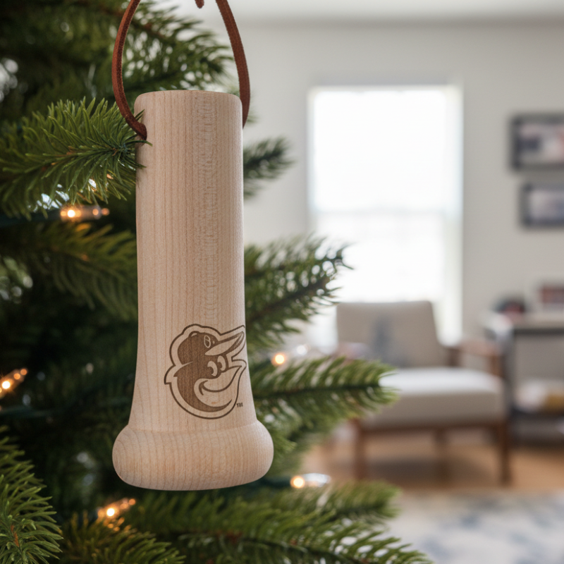 Baltimore Orioles MLB Bat Knob Christmas Ornament - Laser Engraved Baseball Decor