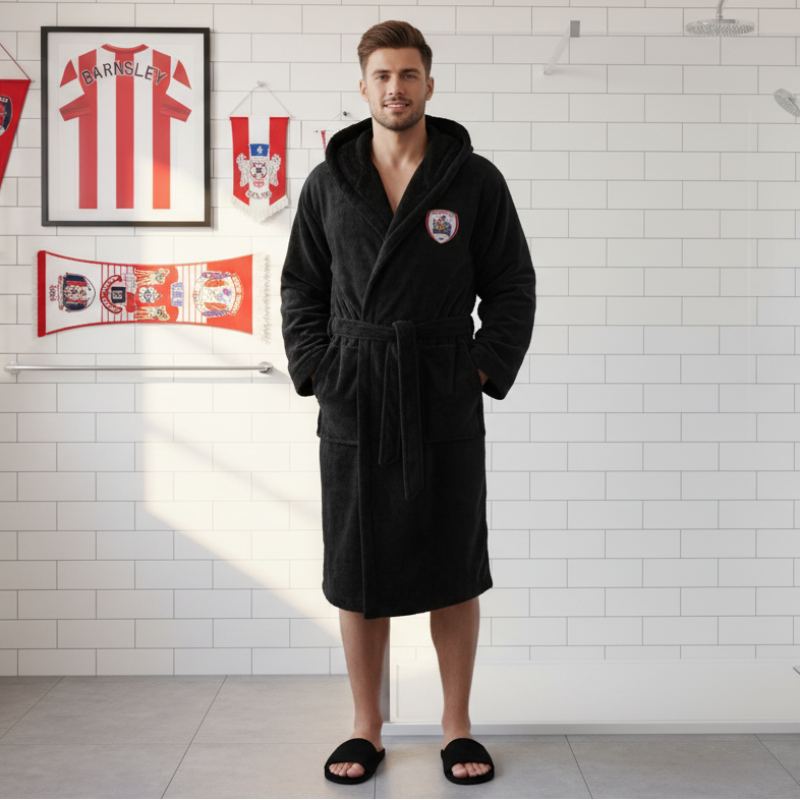 Barnsley FC - Hooded Bathrobe Unisex Plush Lounge Robe
