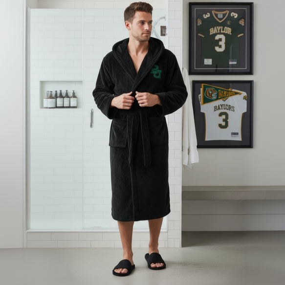 Baylor - Hooded Bathrobe Unisex Plush Lounge Robe