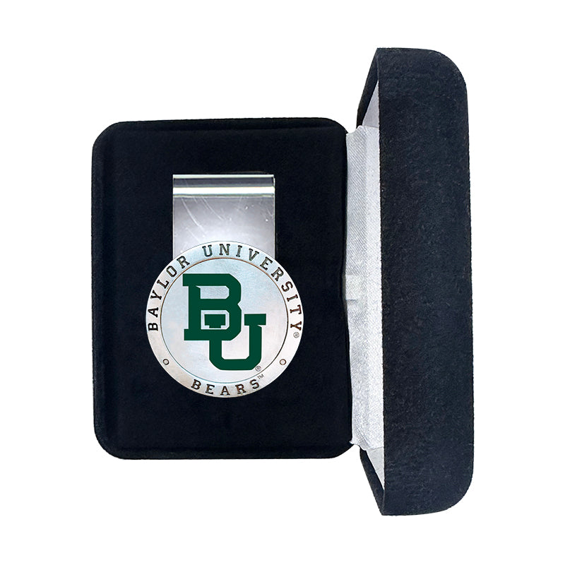Money clip with Baylor University logo in a black box