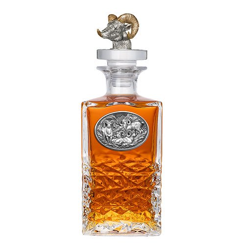 Majestic Bighorn Ram Heritage Whiskey Decanter - Fine Pewter & 3D Top