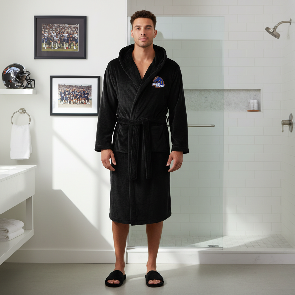 Boise State Broncos - Hooded Bathrobe Unisex Plush Lounge Robe