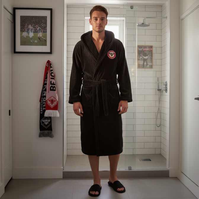 Brentford FC - Hooded Bathrobe Unisex Plush Lounge Robe