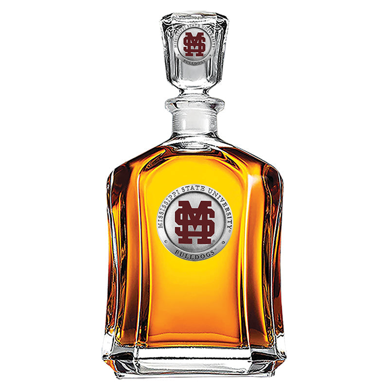 Whiskey decanter with a logo on a white background