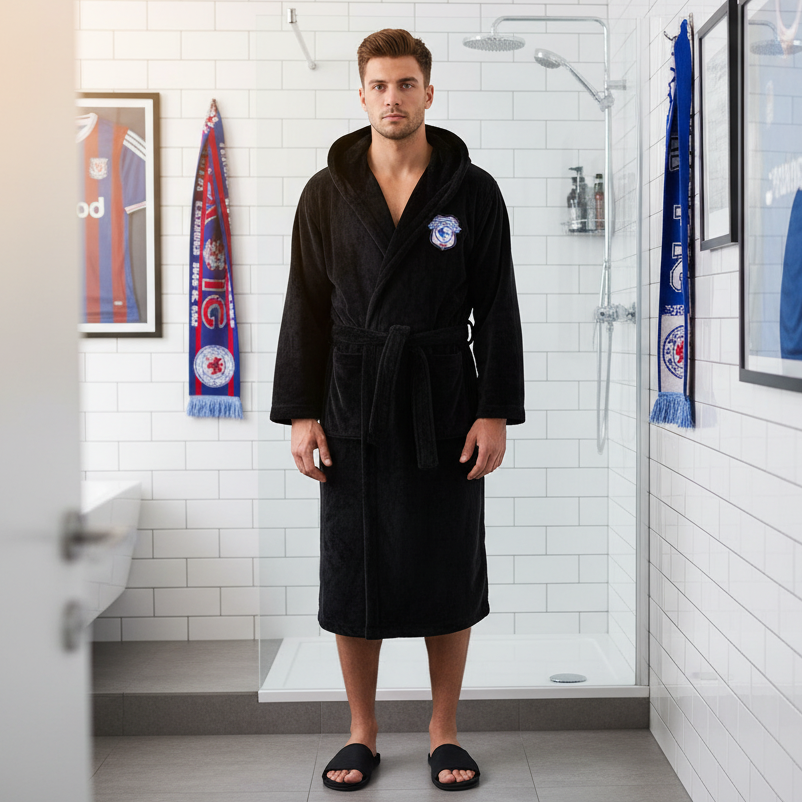 Cardiff City FC - Hooded Bathrobe Unisex Plush Lounge Robe