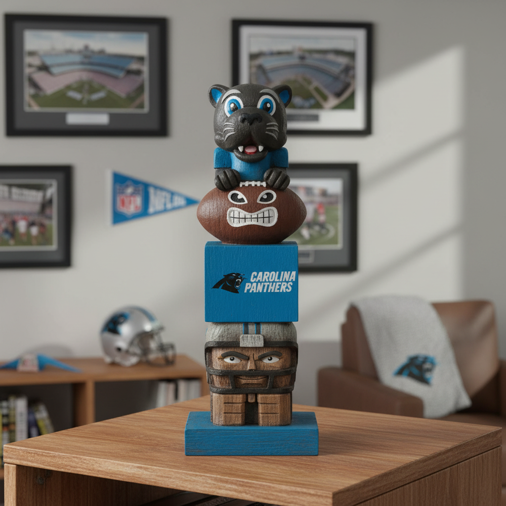 Carolina Panthers 16" Tiki Totem Garden Statue - NFL Resin Yard Decoration & Man Cave Figurine