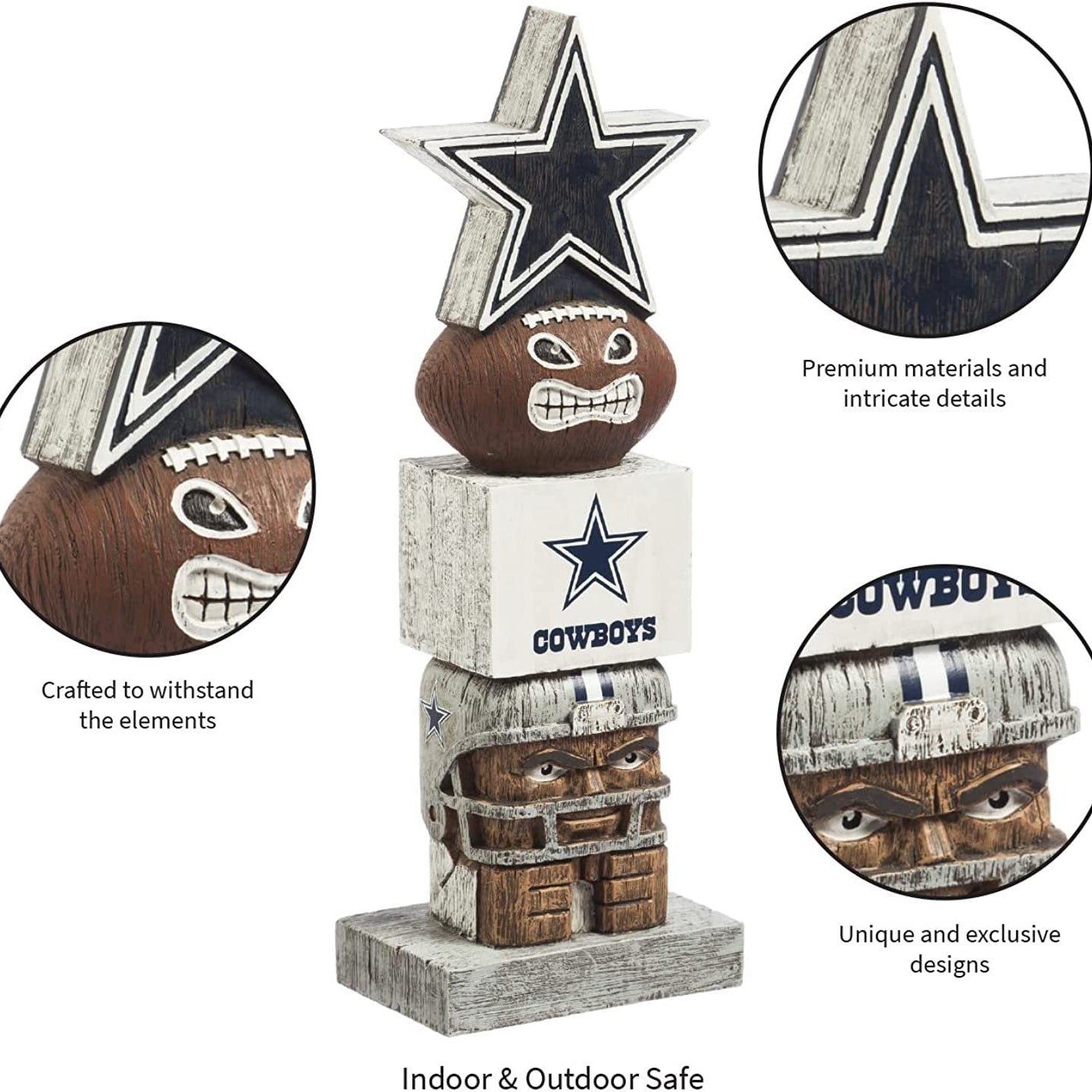 Dallas Cowboys Retro Tiki Totem Garden Statue - Vintage NFL Mascot Outdoor Decor & Man Cave Figurine