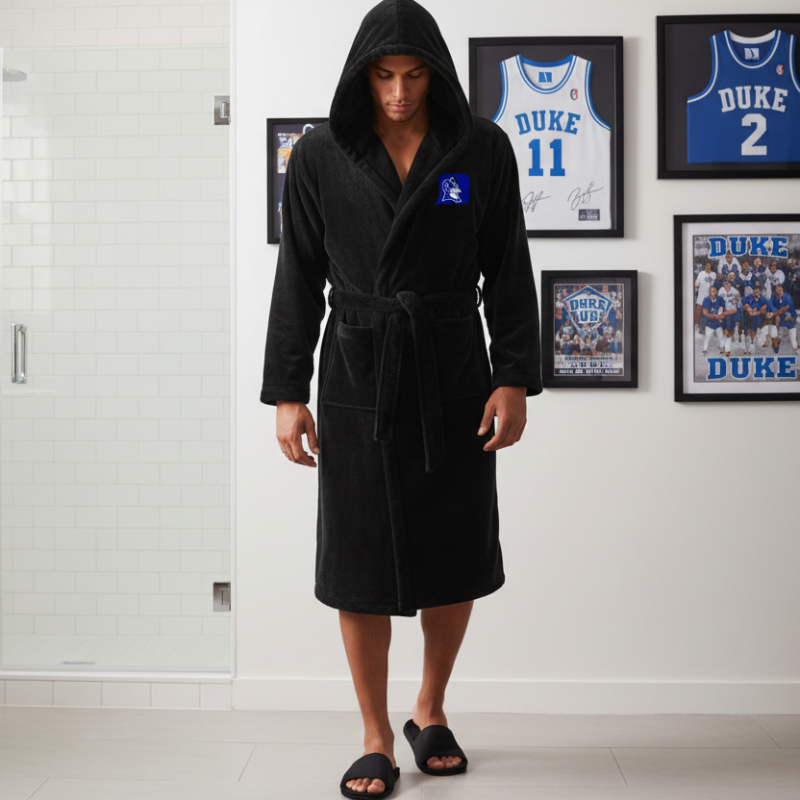 Duke Blue Devils - Hooded Bathrobe Unisex Plush Lounge Robe