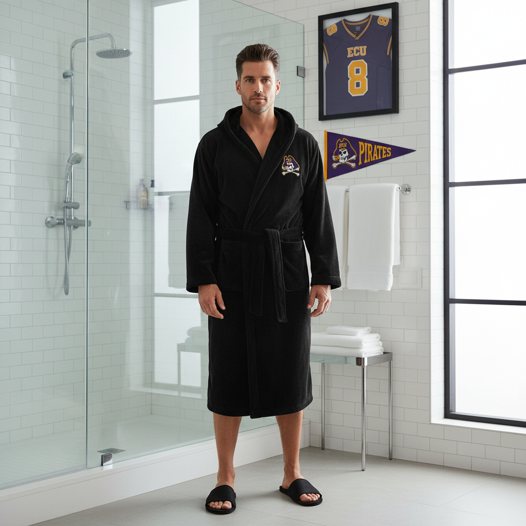 ECU Pirates - Hooded Bathrobe Unisex Plush Lounge Robe