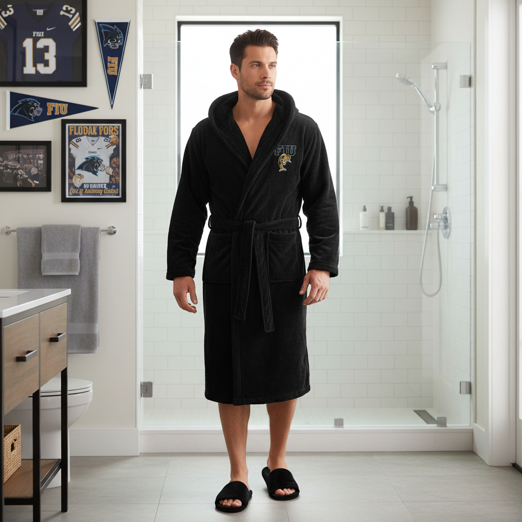 FIU Panthers - Hooded Bathrobe Unisex Plush Lounge Robe