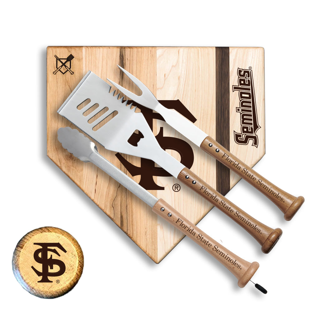Florida State Seminoles "Silver Slugger" BBQ Grill Set - 4-Piece Stainless Steel Tailgate Kit