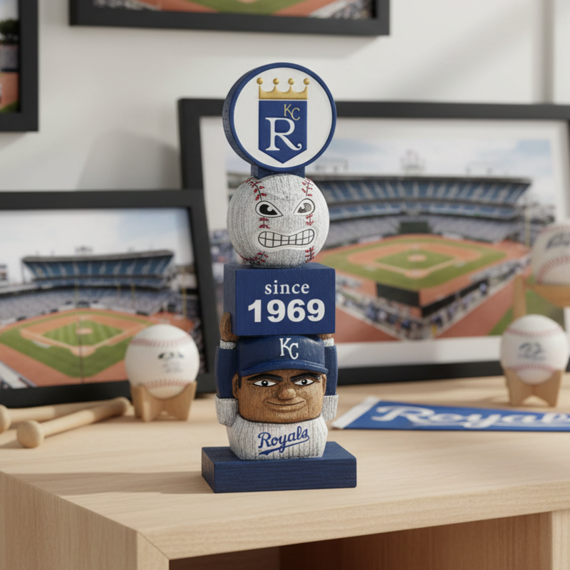 Kansas City Royals Tiki Totem Garden Statue - Vintage MLB Mascot Outdoor Decor & Man Cave Figurine