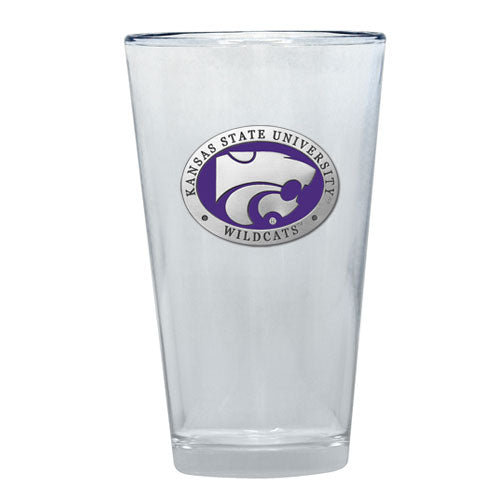 Clear glass with Kansas State University Wildcats logo on a white background