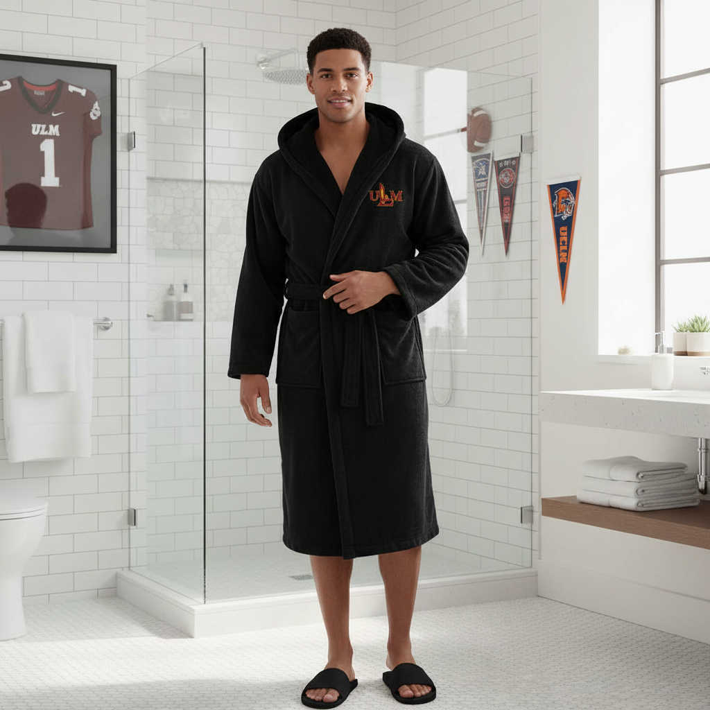 Louisiana Monroe Warhawks - Hooded Bathrobe Unisex Plush Lounge Robe