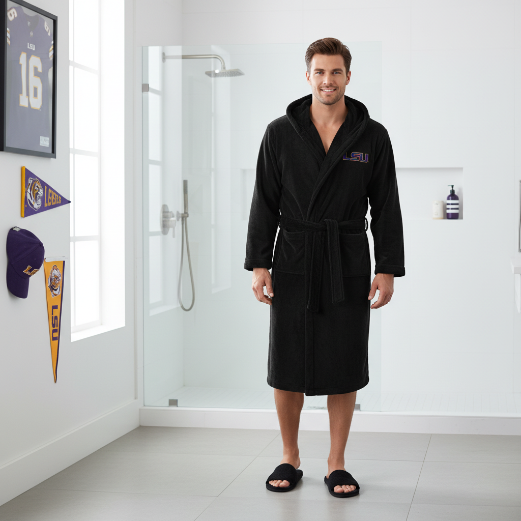 Louisiana State University LSU - Hooded Bathrobe Unisex Plush Lounge Robe