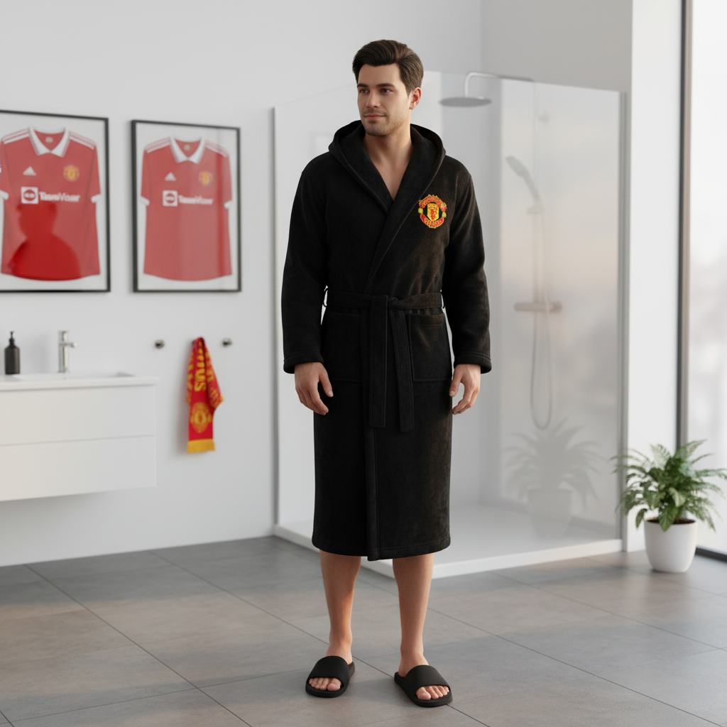 Manchester United Football Club - Hooded Bathrobe Unisex Plush Lounge Robe