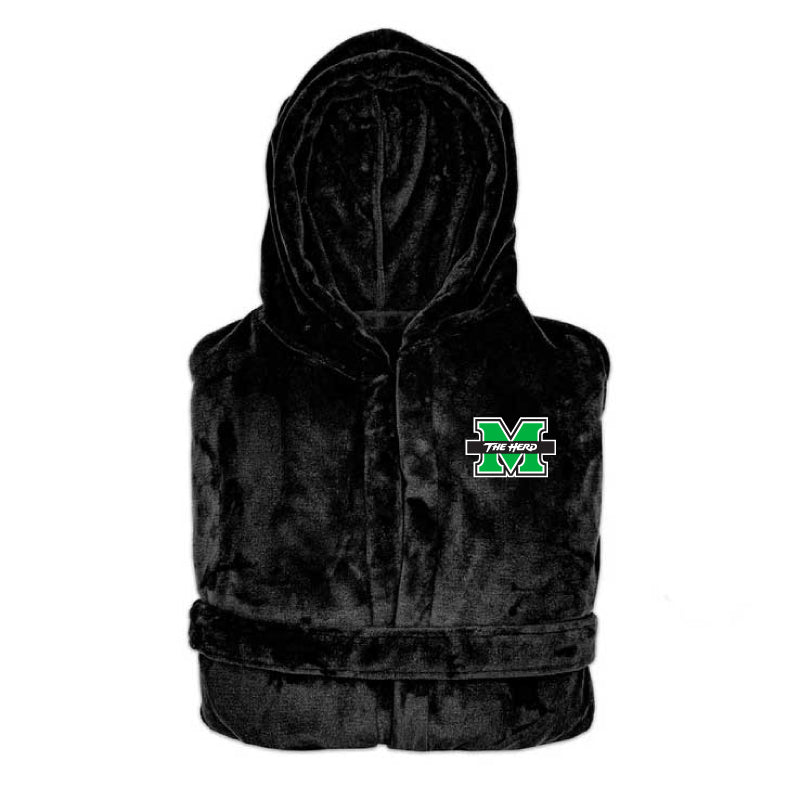 Marshall Thundering Herd - Hooded Bathrobe Unisex Plush Lounge Robe
