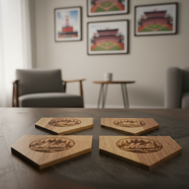 New York Mets Wood Home Plate Coaster – Limited Edition Dugout Mug