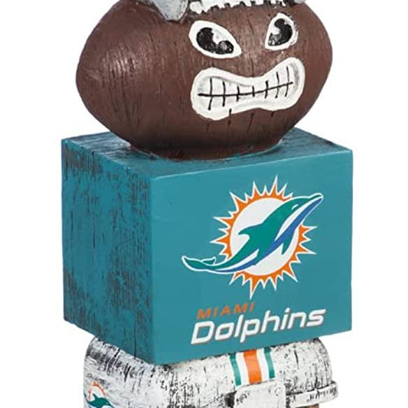 Miami Dolphins 16" Tiki Totem Garden Statue - Outdoor NFL Mascot Decor & Man Cave Figurine