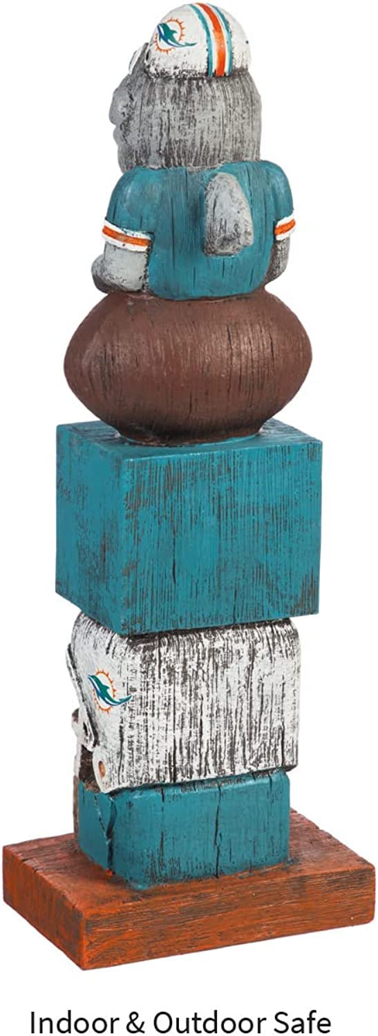 Miami Dolphins 16" Tiki Totem Garden Statue - Outdoor NFL Mascot Decor & Man Cave Figurine