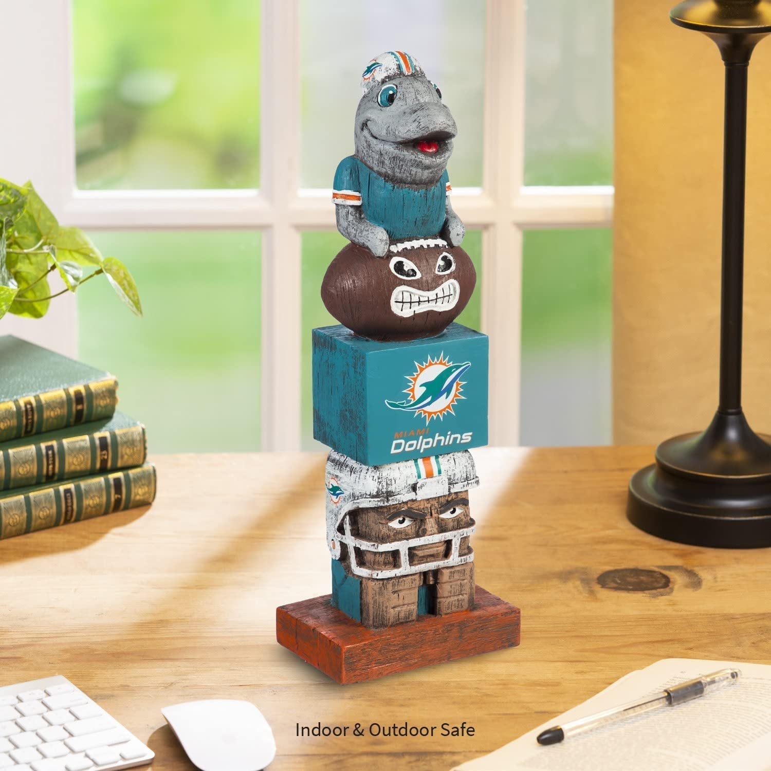 Miami Dolphins 16" Tiki Totem Garden Statue - Outdoor NFL Mascot Decor & Man Cave Figurine