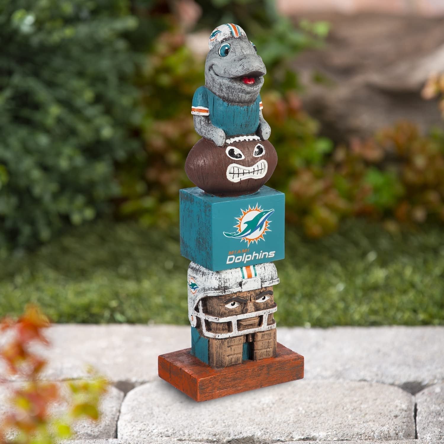 Miami Dolphins 16" Tiki Totem Garden Statue - Outdoor NFL Mascot Decor & Man Cave Figurine