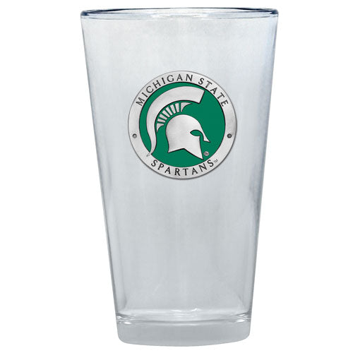 Clear glass with Michigan State Spartans logo on a white background