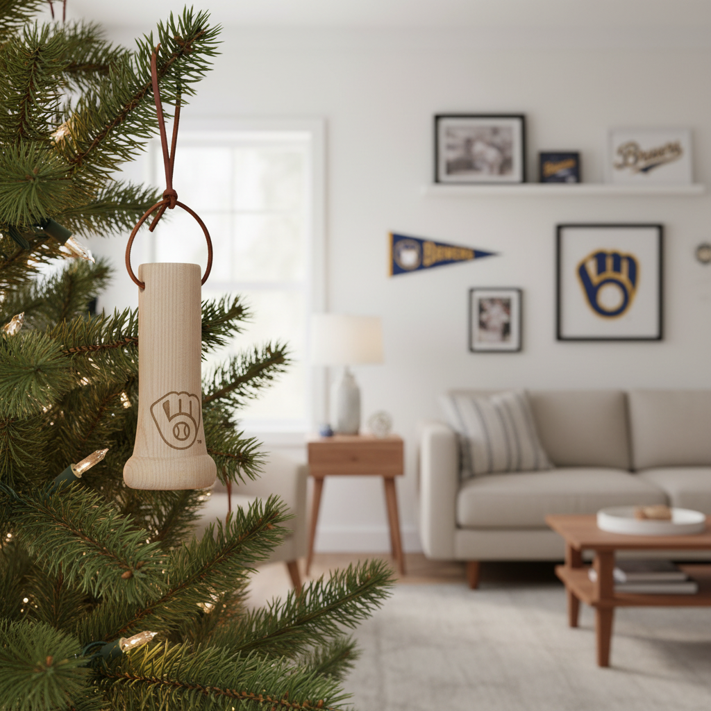 Milwaukee Brewers "Glove" MLB Bat Knob Christmas Ornament - Laser Engraved Baseball Decor