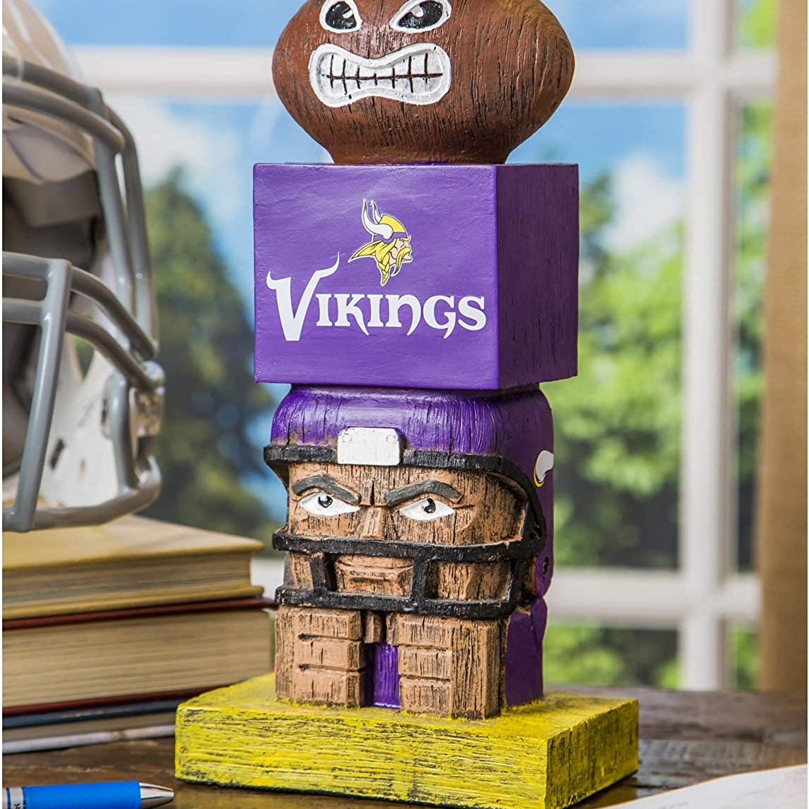 Minnesota Vikings 16" Retro Tiki Totem Garden Statue - Vintage NFL Mascot Outdoor Decor & Man Cave Figurine