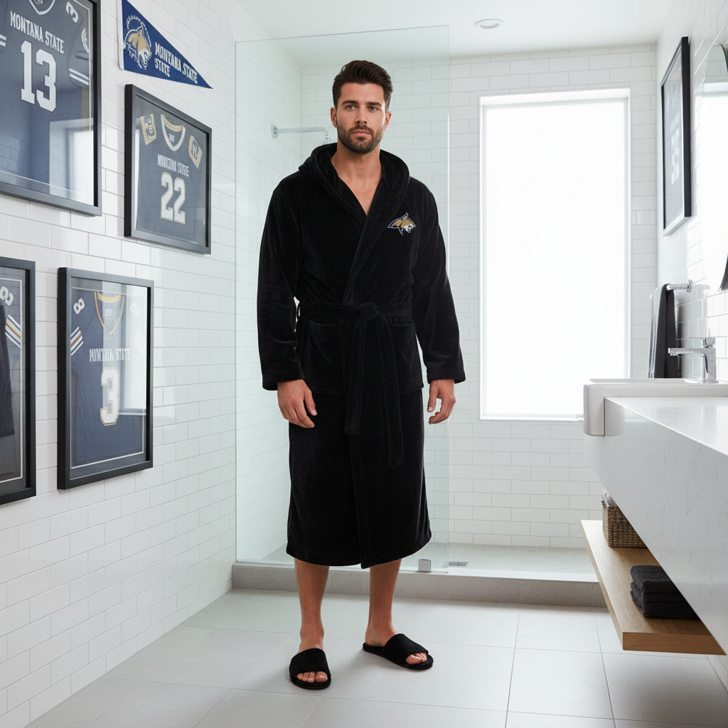 Montana State Bobcats - Hooded Bathrobe Unisex Plush Lounge Robe