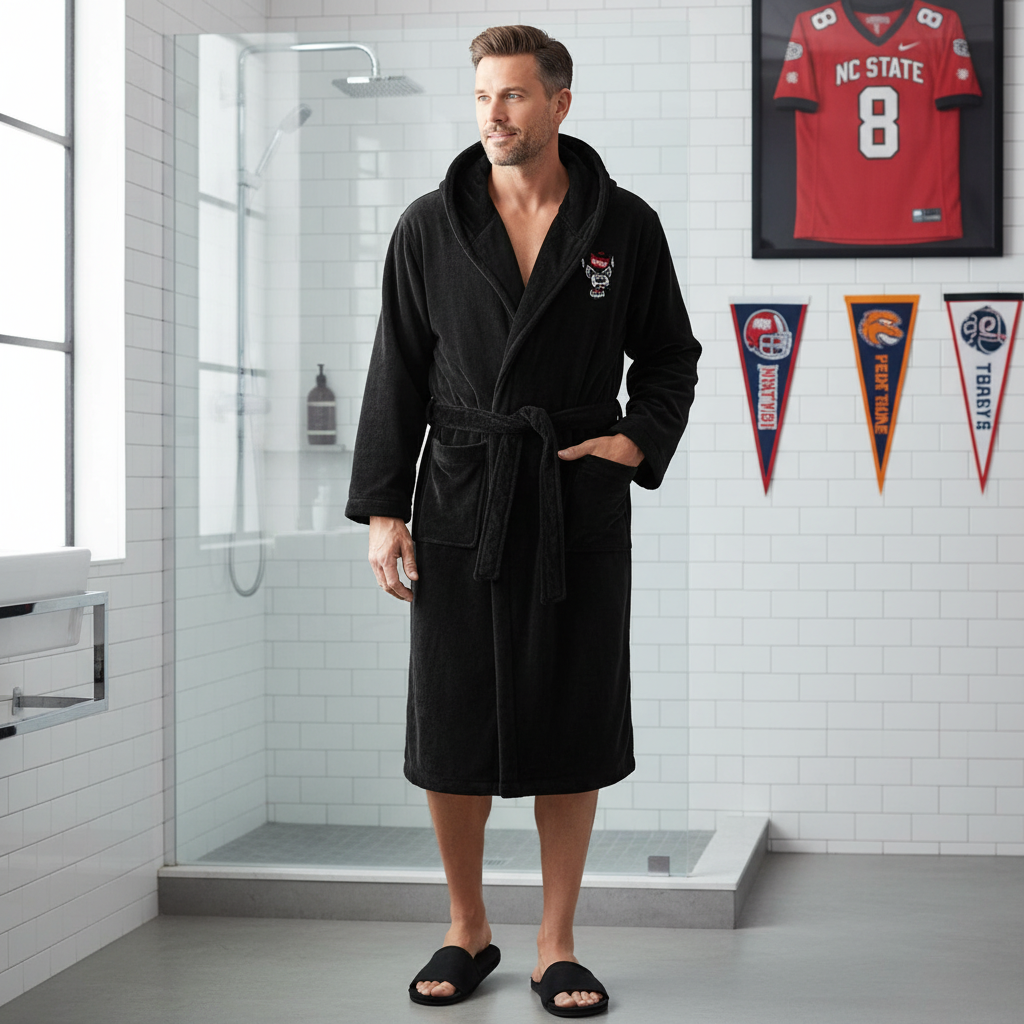 NC State Wolfpack - Hooded Bathrobe Unisex Plush Lounge Robe
