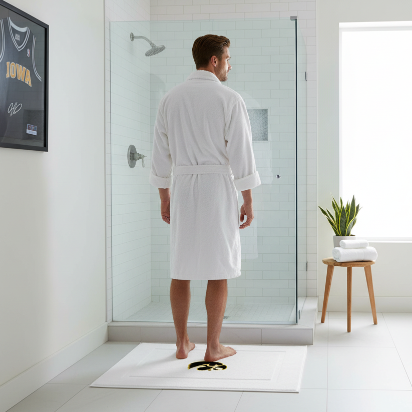 Iowa Hawkeyes - 100% Organic White Cotton Bathmat