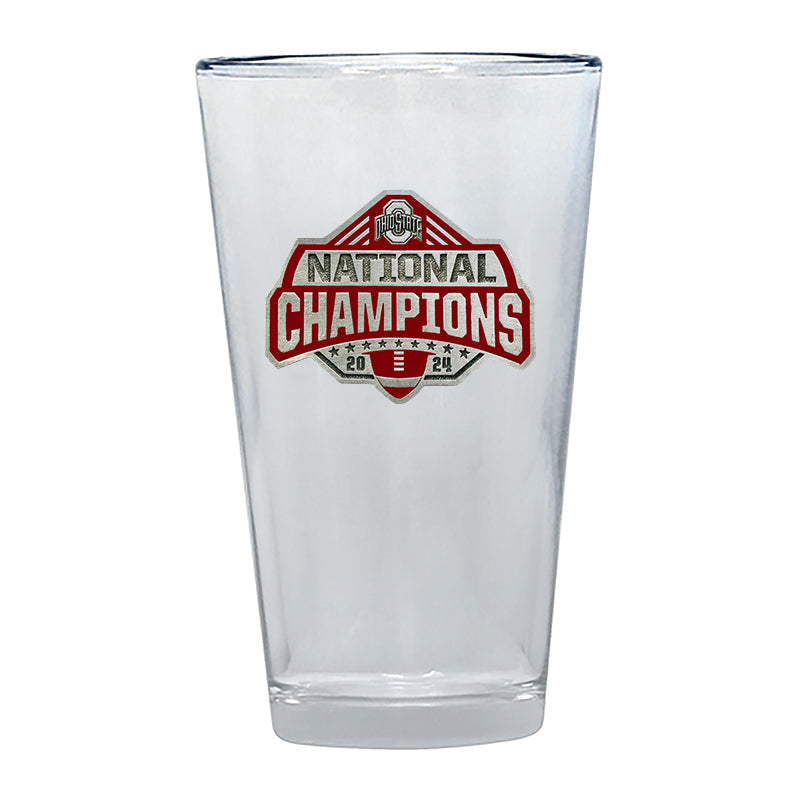 Clear glass with 'National Champions 2024' text and logo on a white background