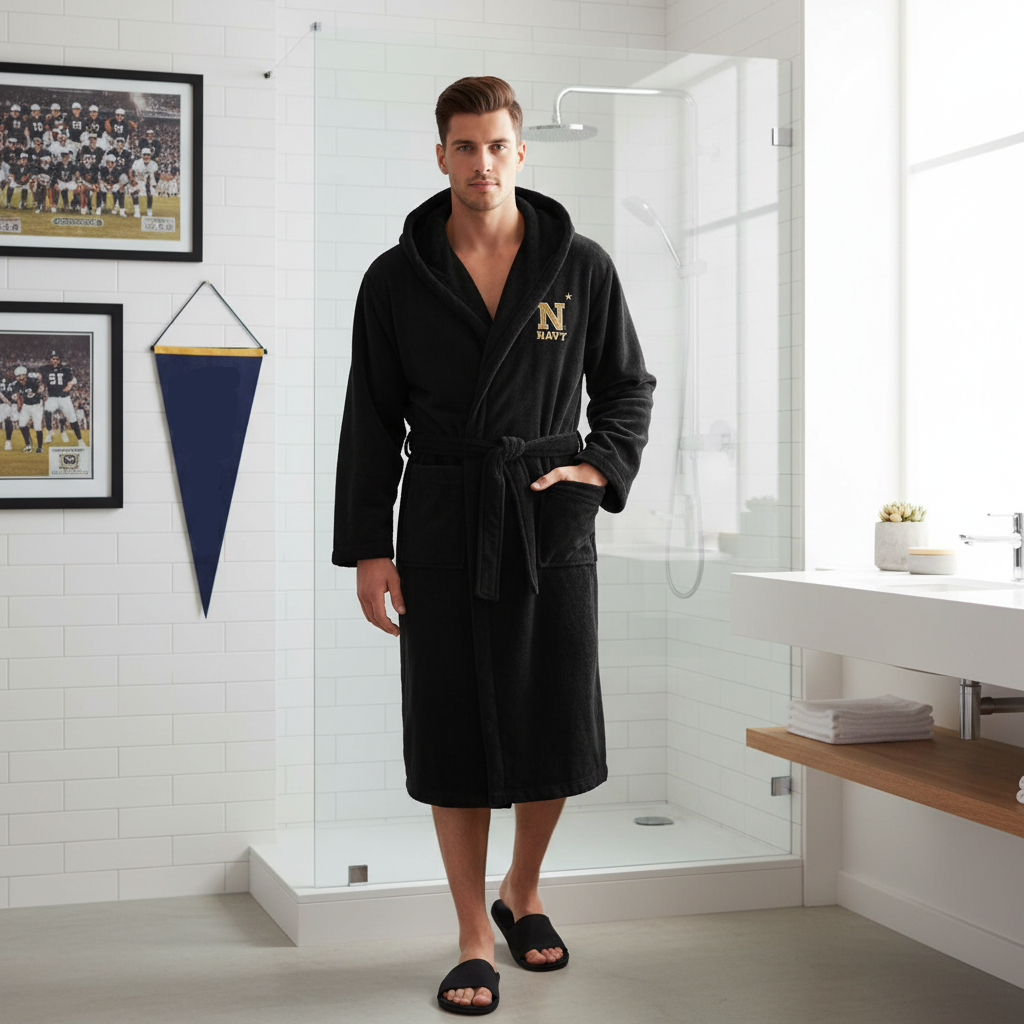 Naval Academy - Hooded Bathrobe Unisex Plush Lounge Robe