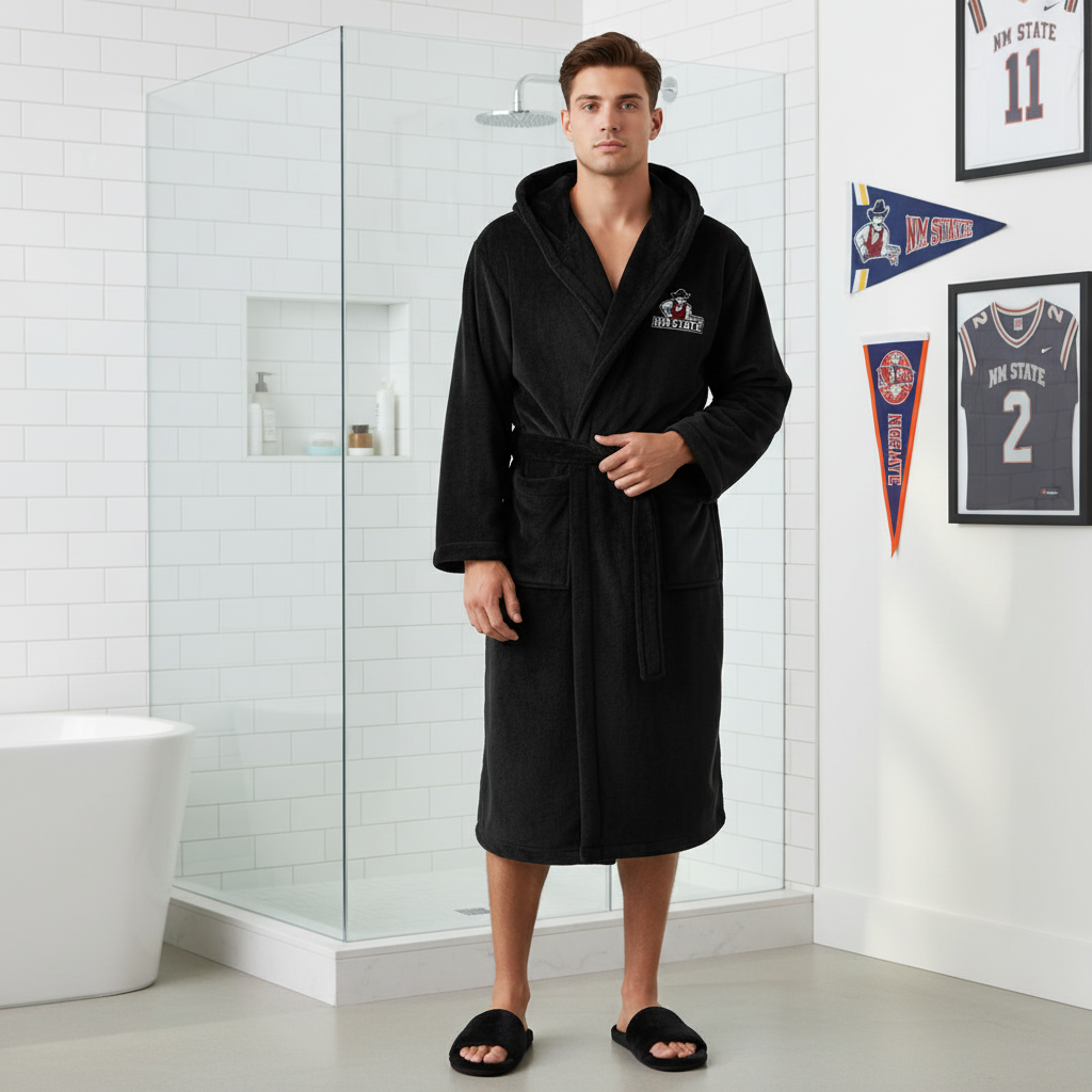 New Mexico State Aggies - Hooded Bathrobe Unisex Plush Lounge Robe