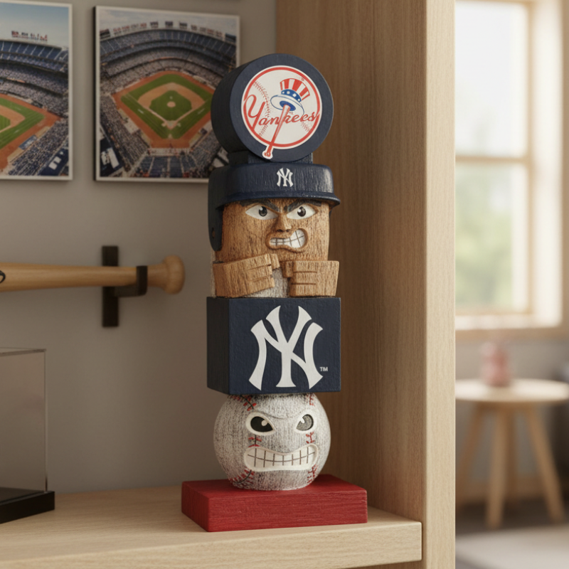 New York Yankees 16" Tiki Totem Garden Statue - Vintage MLB Mascot Outdoor Decor & Man Cave Figurine