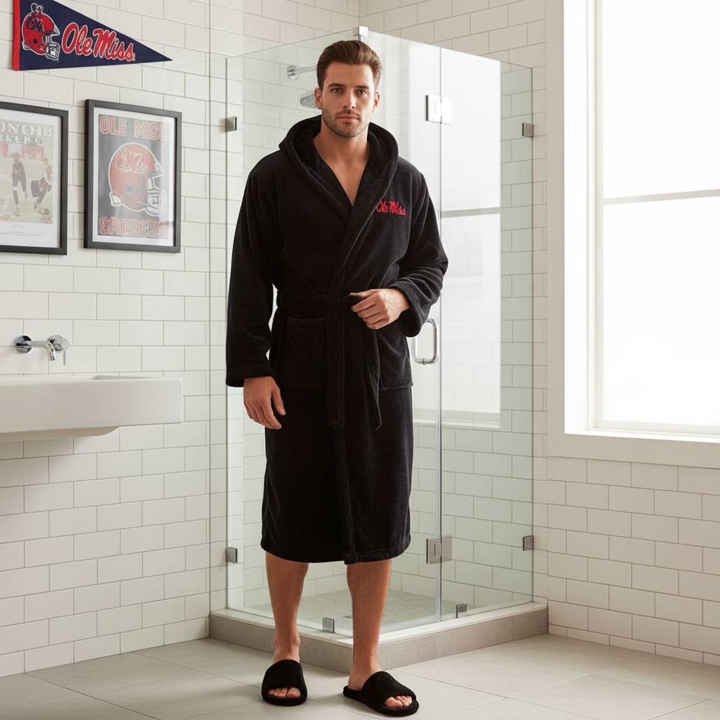Ole Miss - Hooded Bathrobe Unisex Plush Lounge Robe