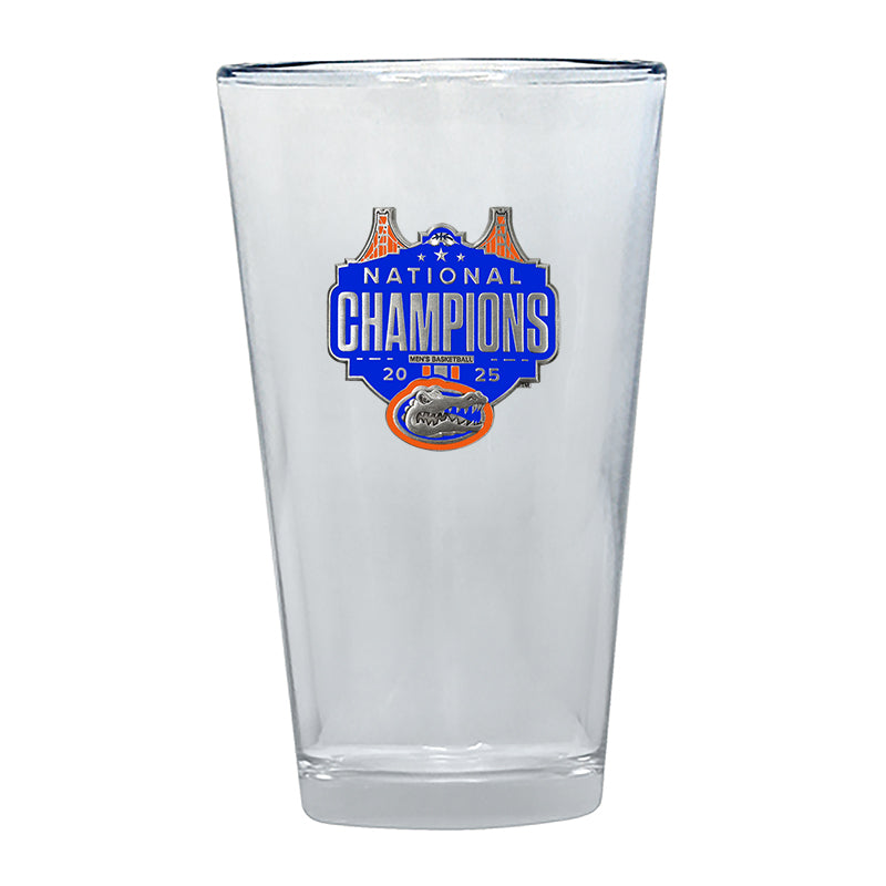 Clear glass with 'National Champions' logo on a white background