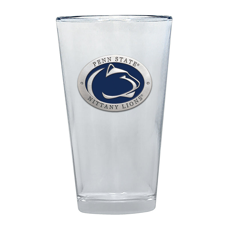 Clear glass with Penn State Nittany Lions logo on a white background