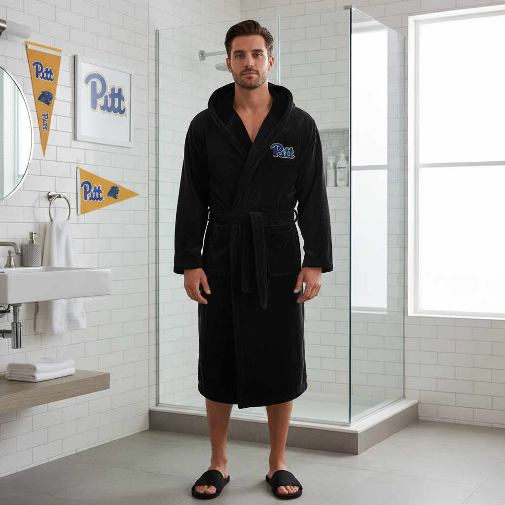 Pitt Panthers - Hooded Bathrobe Unisex Plush Lounge Robe