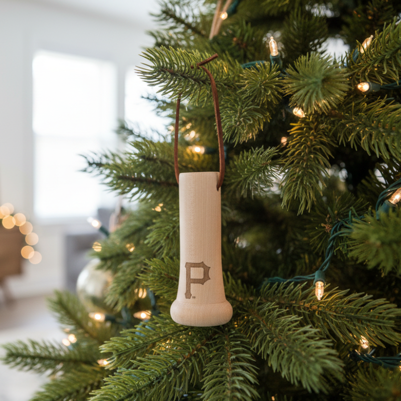 Pittsburgh Pirates "P" MLB Bat Knob Christmas Ornament - Dugout Mugs Laser Engraved Baseball Decor