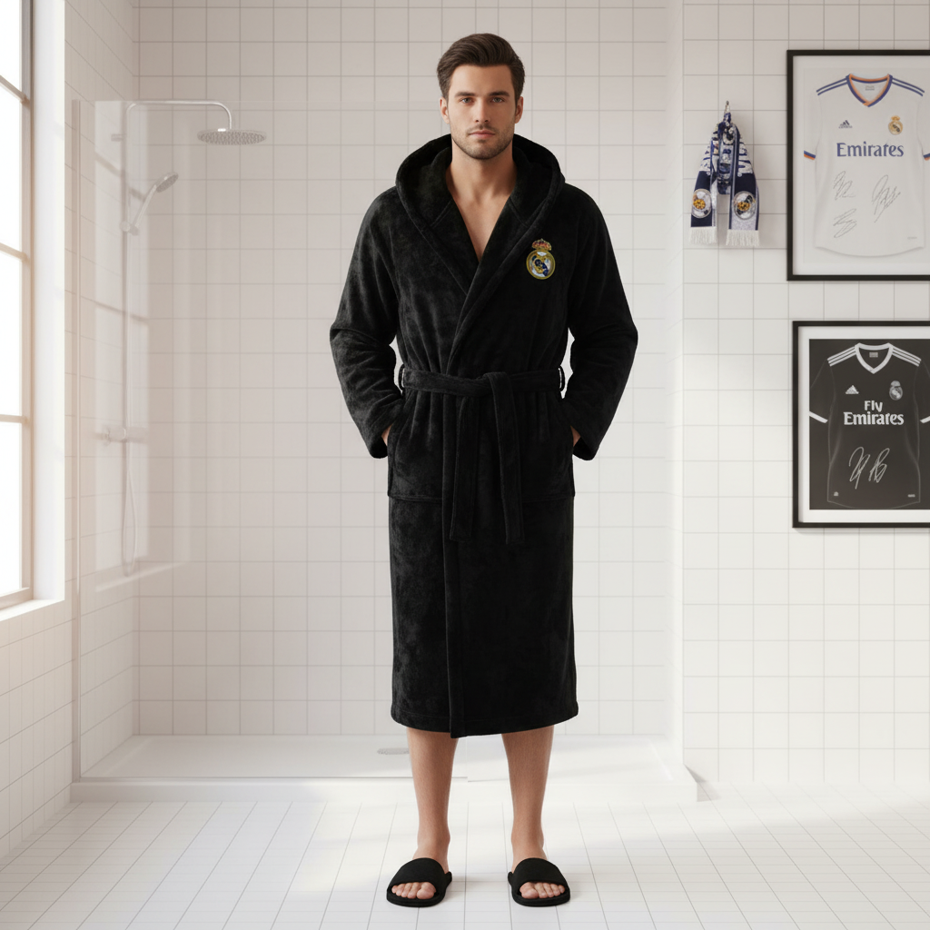Real Madrid Football Club - Hooded Bathrobe Unisex Plush Lounge Robe