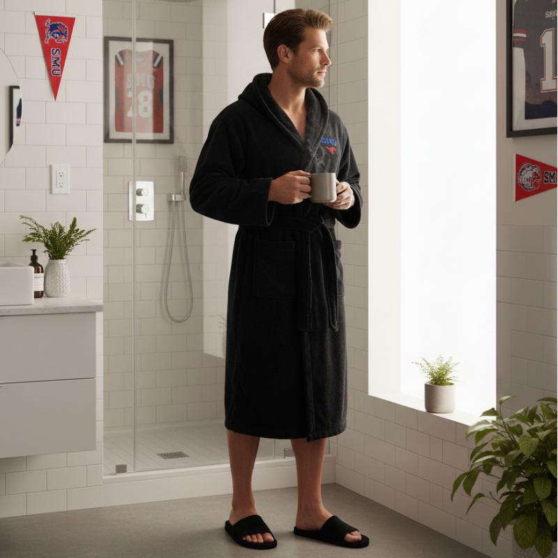 SMC Mustangs - Hooded Bathrobe Unisex Plush Lounge Robe