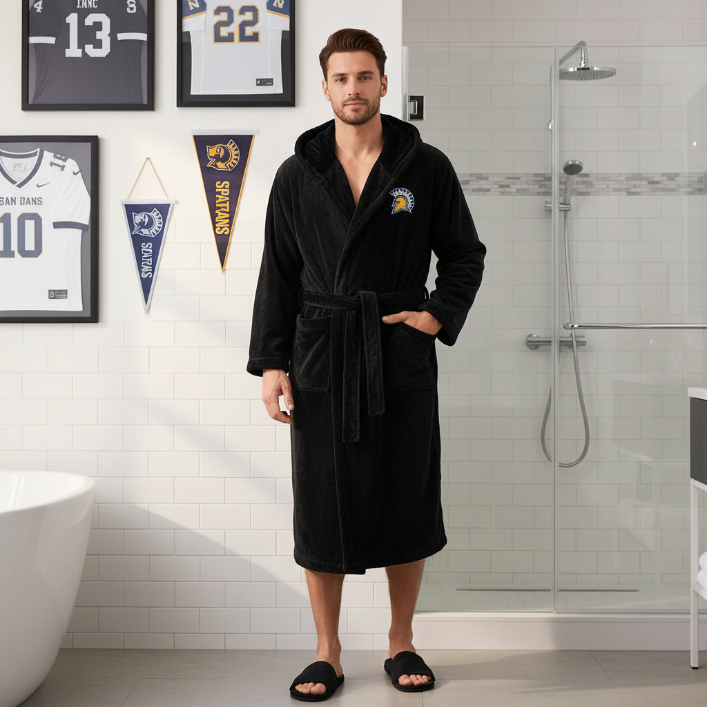San Jose State Spartans - Hooded Bathrobe Unisex Plush Lounge Robe